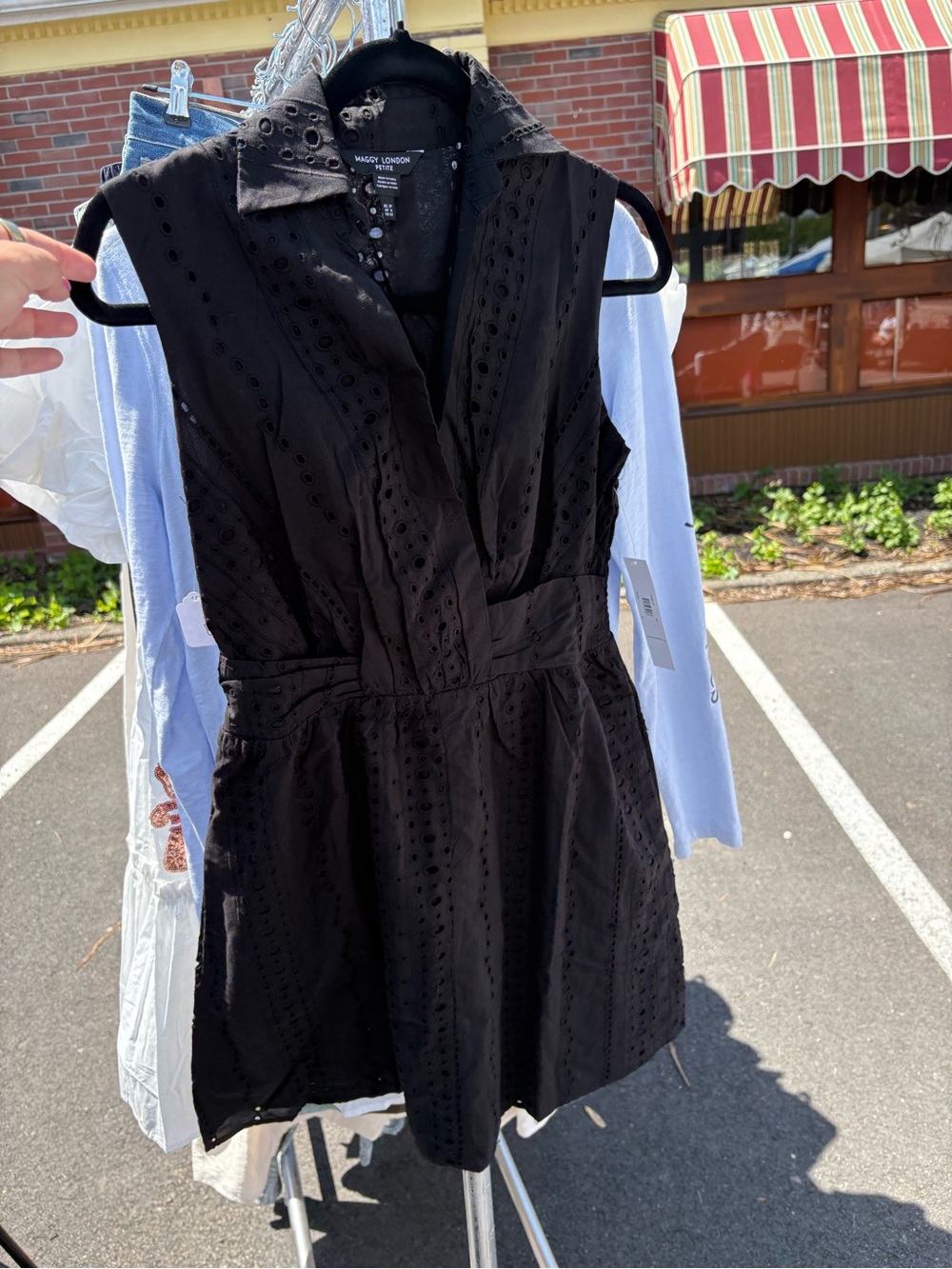 Maggy London Black Eyelet Sleeveless Mini Dress